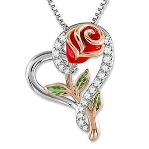 Heart Pendant Necklace for Women Rose Necklace